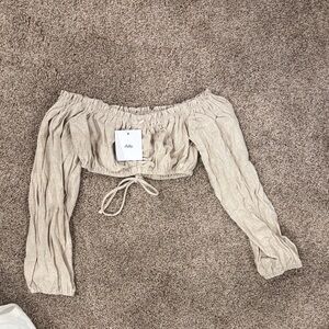 Adika Beige Off-Shoulder Crop Top